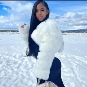 Elegant White Faux Fur Jacket